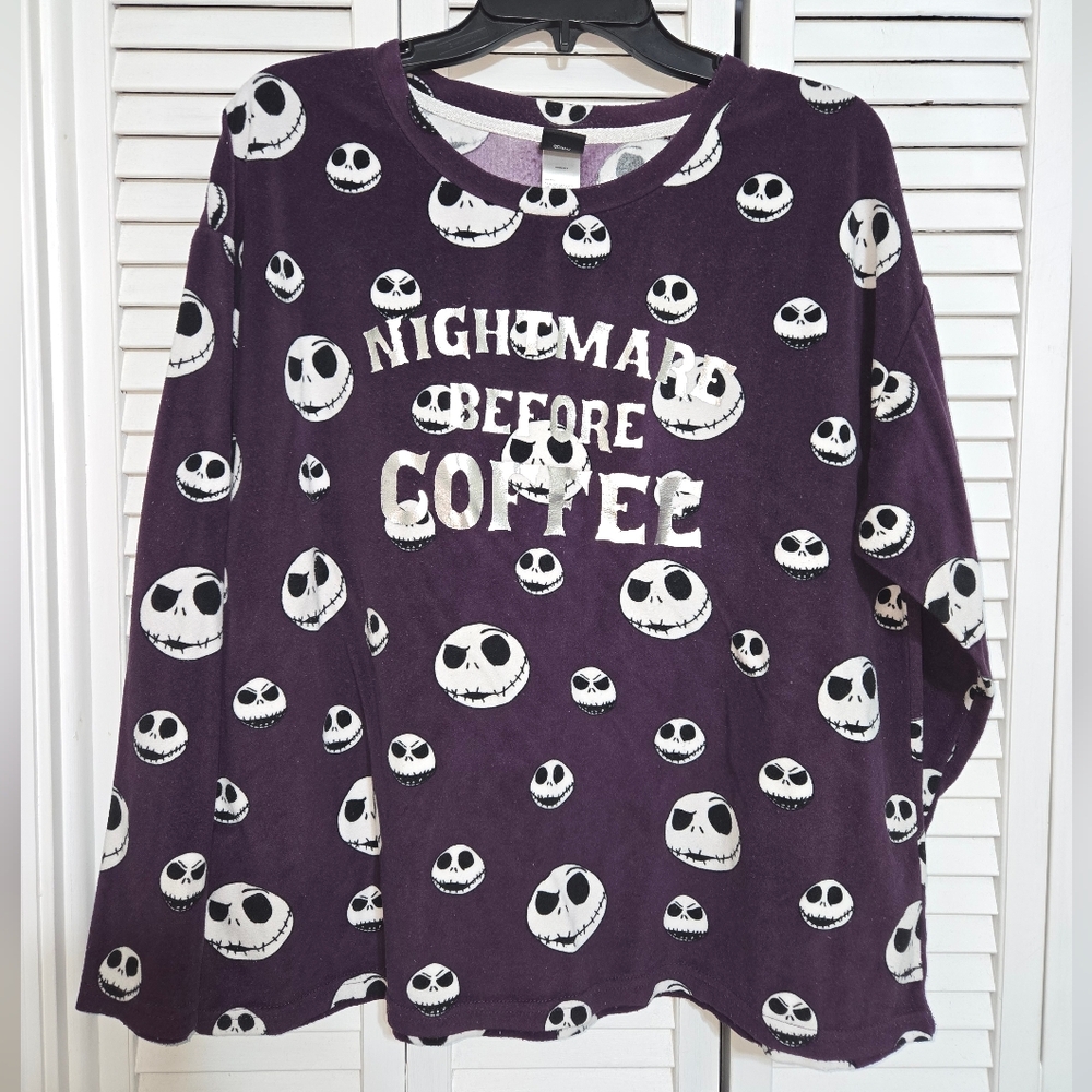 Disney Women's M Purple Nightmare Before Christmas Sleep Shirt Jack Skellington - Picture 1 of 9